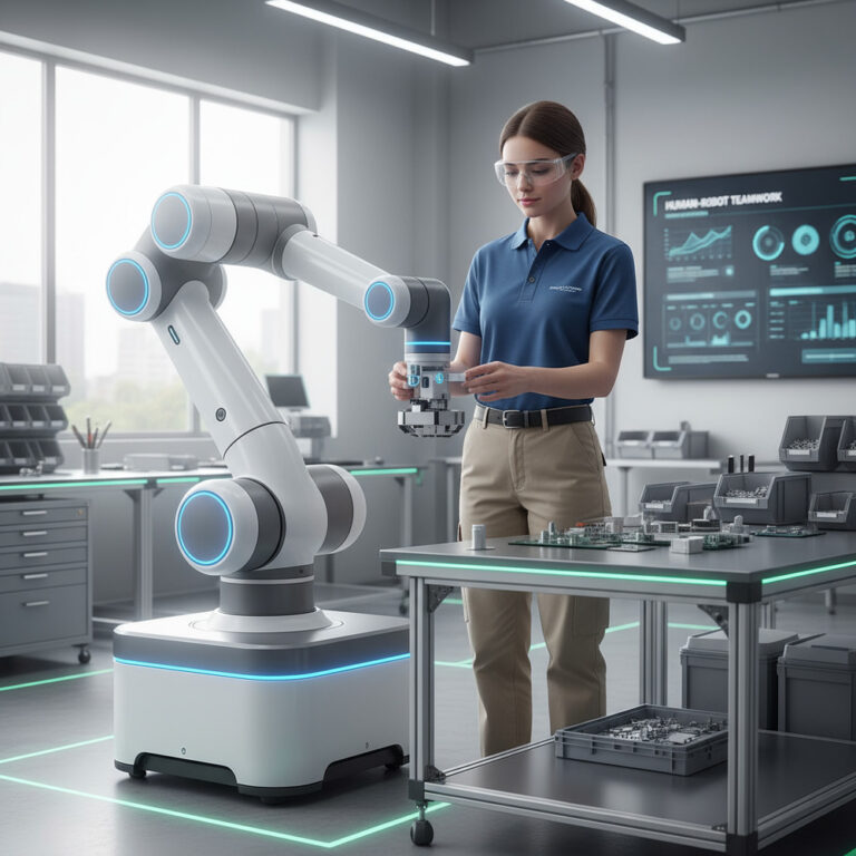 gemini-2.5-flash-image-preview_A_photorealistic_image_of_a_modern_collaborative_robot_cobot_working_side_by_side_with_a_human_in-1